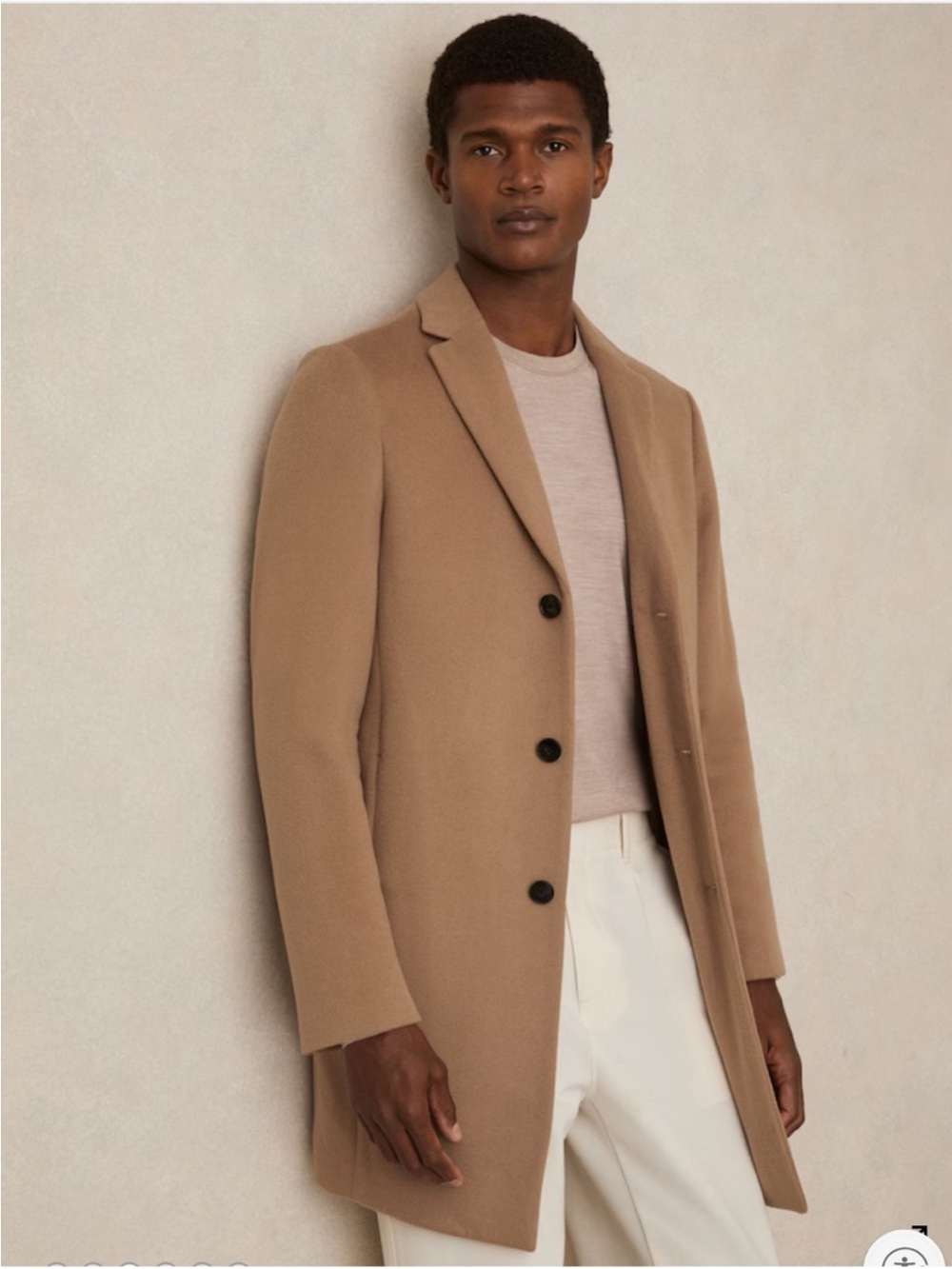 Reiss Tan Wool-Blend Overcoat